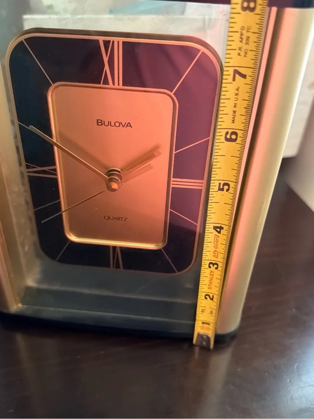 Bulova Gold and Black Rectangular Table Clock